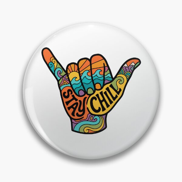 Item preview, Shaka Hand Sign "Stay Chill" - Retro Surf & Beach Waves designed and sold by AliveStyle.