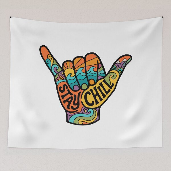 Item preview, Shaka Hand Sign "Stay Chill" - Retro Surf & Beach Waves designed and sold by AliveStyle.