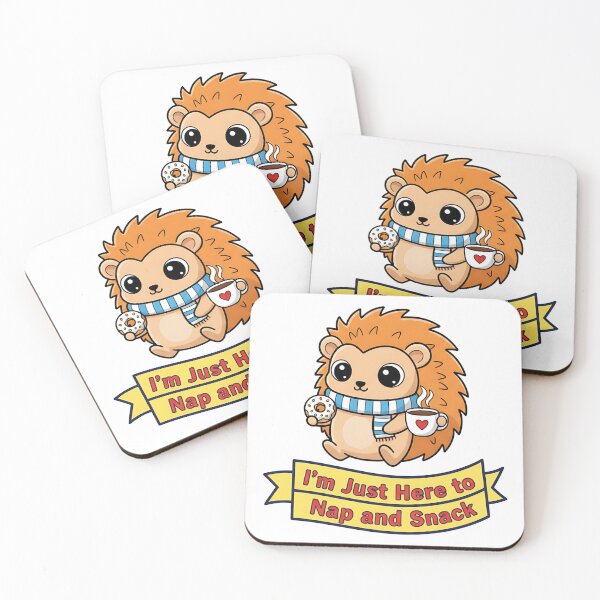 Item preview, “I’m Just Here to Nap and Snack – Funny Hedgehog Cartoon T-Shirt” designed and sold by Muzgle.
