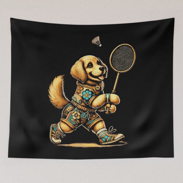 Item preview, Golden Retriever Badminton Player Shuttlecock designed and sold by endabettyau.