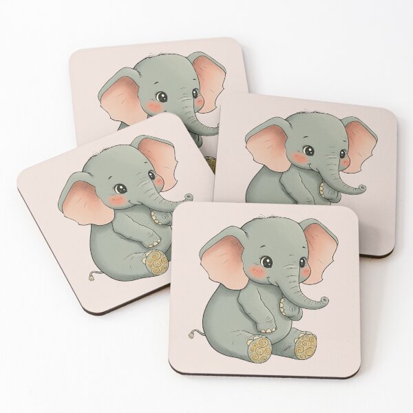 Item preview, Cute Baby Elephant Sitting Illustration Kawaii Style Children's Design designed and sold by DakotaPoppin.