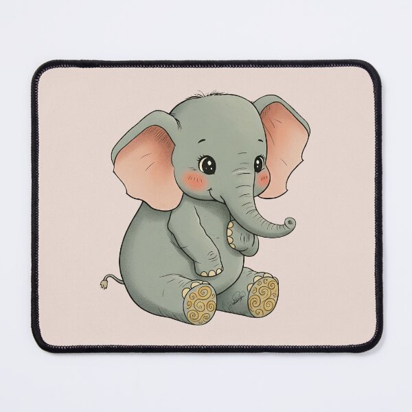 Item preview, Cute Baby Elephant Sitting Illustration Kawaii Style Children's Design designed and sold by DakotaPoppin.