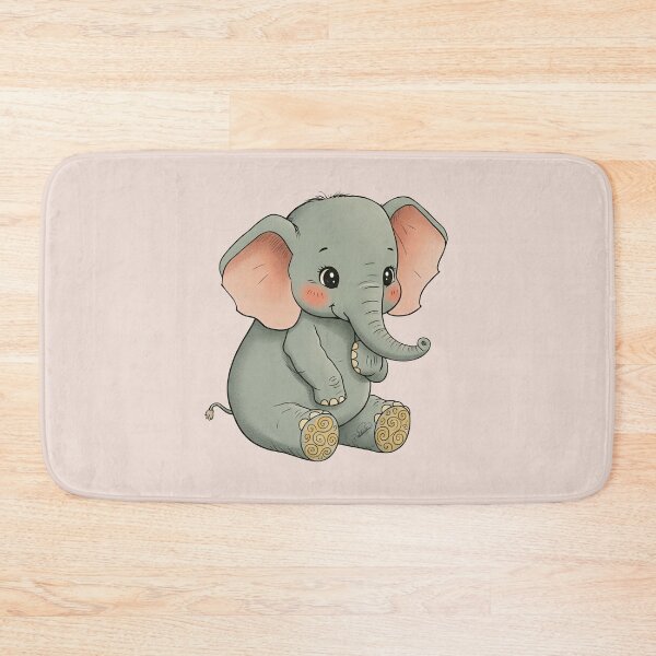 Item preview, Cute Baby Elephant Sitting Illustration Kawaii Style Children's Design designed and sold by DakotaPoppin.