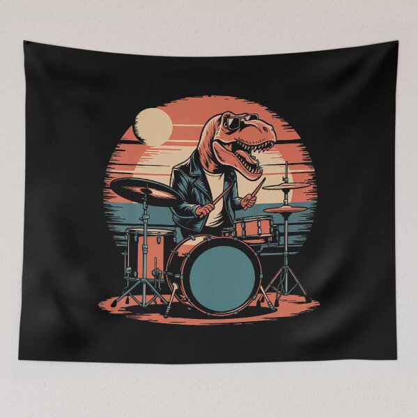 Item preview, T Rex Drummer Dinosaur Playing Drums For Men Boys designed and sold by endabettyau.