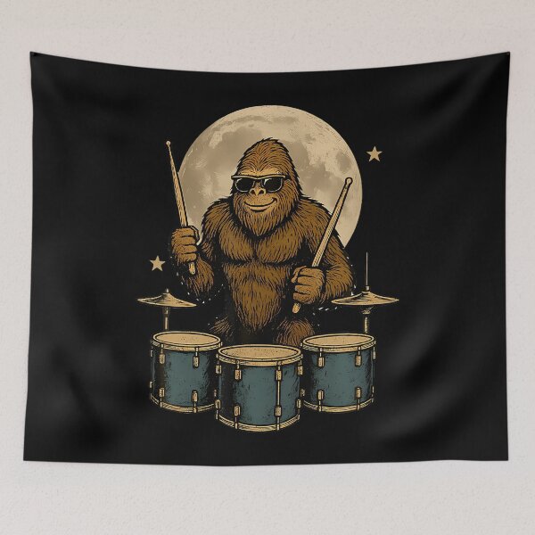 Item preview, Funner Drummer Bigfoot Playing Drums Rock Music Fan designed and sold by cordfried3h.