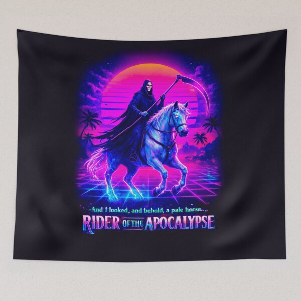 Item preview, Neon Pale Horse — Vaporwave Rider of the Apocalypse designed and sold by Sanctum Icons.