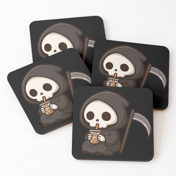 Item preview, Cute Grim Reaper Drinking Boba – Gothic Kawaii Death designed and sold by Mouraludia.