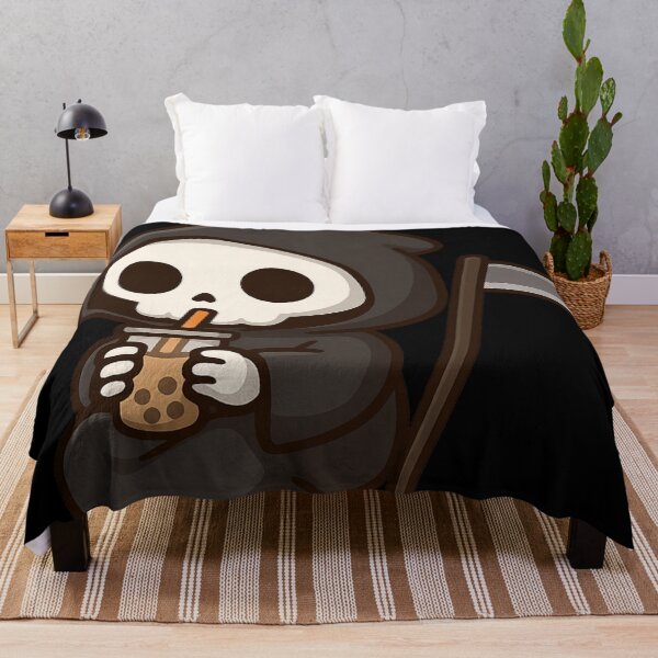 Item preview, Cute Grim Reaper Drinking Boba – Gothic Kawaii Death designed and sold by Mouraludia.