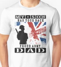 Men's United Kingdom Flag My Son HAS Your Back Proud Army DAD T Shirt Unisex T-Shirt