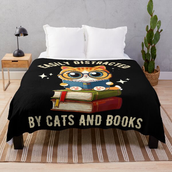 Item preview, Easily Distracted By Cats And Books Funny Cat Owner Girls designed and sold by kallerqptart.