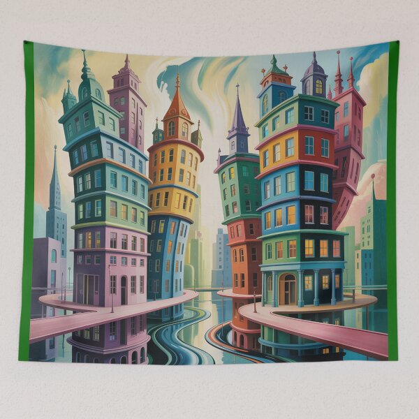 Item preview, A surrealist painting,impossible city. designed and sold by Lilashakti ⭐️ ⭐️ ⭐️ ⭐️ ⭐️.