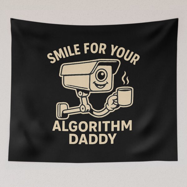 Item preview, Smile For Your Algorithm Daddy - Fun Cartoon Security Camera designed and sold by bambiai.