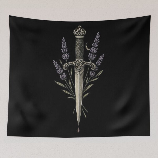 Item preview, Lavender Dagger with Crescent Moon – Witchy Gothic Symbol designed and sold by Mouraludia.