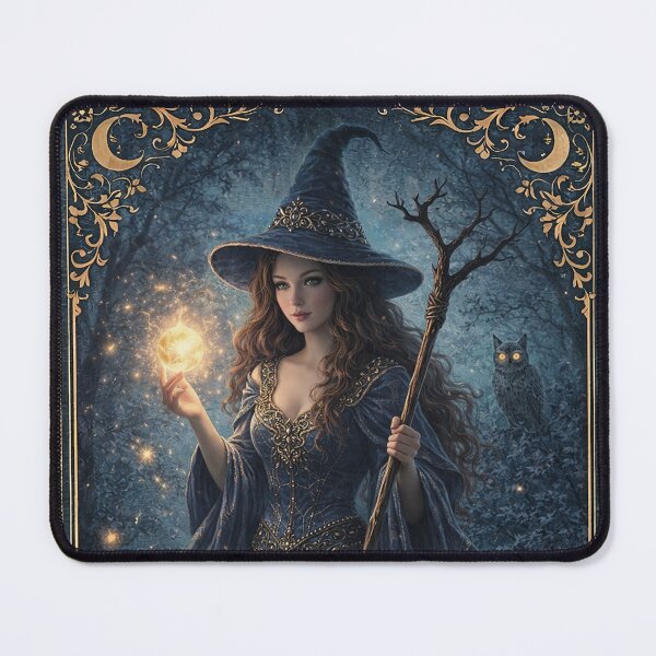 Item preview, Beautiful Witch Wizard night forest owl magic vintage designed and sold by VanillaBlueSky.