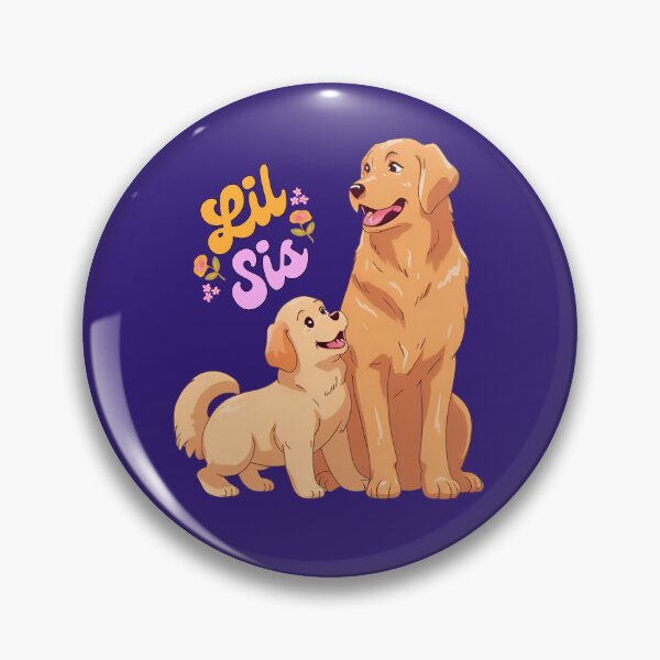 Item preview, Little Sister Golden Retriever Floral Pink & Orange Sis Goldens designed and sold by TailsandToes.