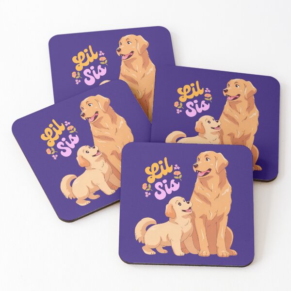 Item preview, Little Sister Golden Retriever Floral Pink & Orange Sis Goldens designed and sold by TailsandToes.