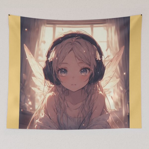 Item preview, Anime fairy girl with headphones designed and sold by ArtsJulian.