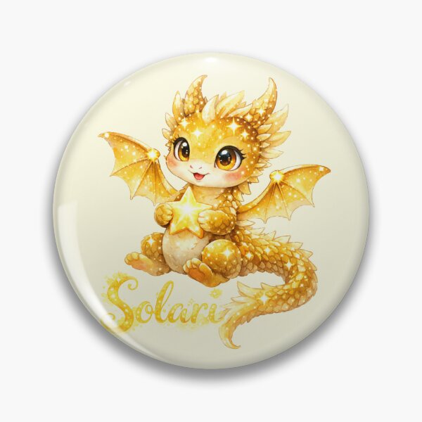 Item preview, Solari the Star Dragon - Sweet Adorable Golden Fantasy Dragon Illustration designed and sold by inspired-works.