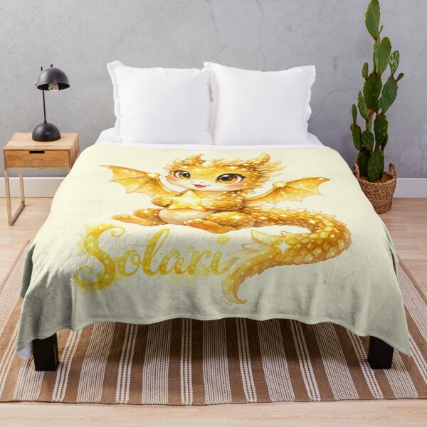 Item preview, Solari the Star Dragon - Sweet Adorable Golden Fantasy Dragon Illustration designed and sold by inspired-works.
