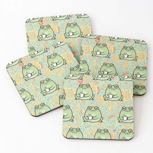 Item preview, Grumpy Frog Coffee Pattern – Funny Relatable Sarcastic Cute Frog Illustration designed and sold by anandsiva2703.