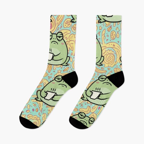 Item preview, Grumpy Frog Coffee Pattern – Funny Relatable Sarcastic Cute Frog Illustration designed and sold by anandsiva2703.