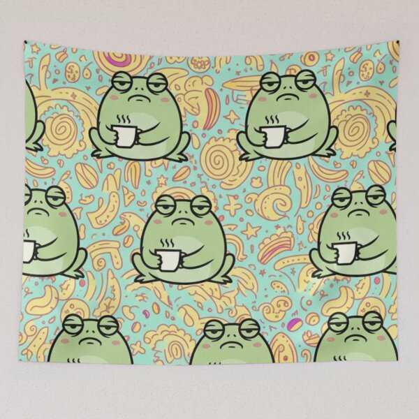Item preview, Grumpy Frog Coffee Pattern – Funny Relatable Sarcastic Cute Frog Illustration designed and sold by anandsiva2703.