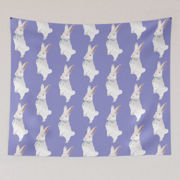 Item preview, Cute Animals Collection Easter White Bunny with Blue Ribbon designed and sold by Miza Drops.