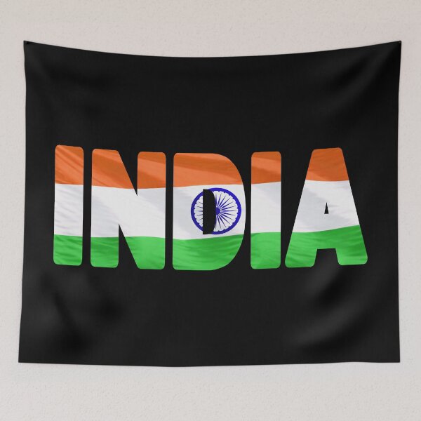 Item preview, INDIA - Flag Flying in Wind cut to Letters Souvenir Sticker Shirt designed and sold by Adam Gormley.