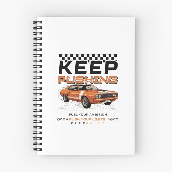 Item preview, Keep Pushing Muscle Car Art — Retro Orange Classic Racing Illustration designed and sold by Colorful-Garden.