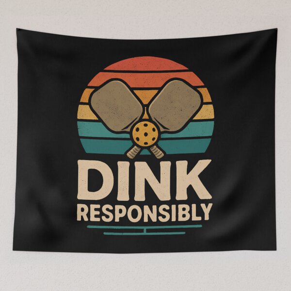 Item preview, Dink Responsibly Retro Paddle Badge designed and sold by maslowbsr17.