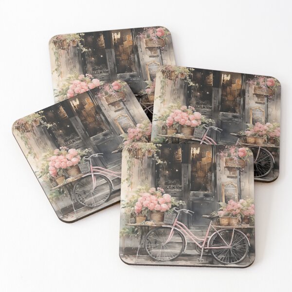 Item preview, Shabby Chic Pink & Black Floral Shopfront Watercolor designed and sold by Wentoo.