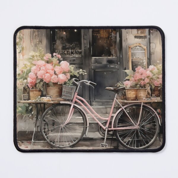 Item preview, Shabby Chic Pink & Black Floral Shopfront Watercolor designed and sold by Wentoo.