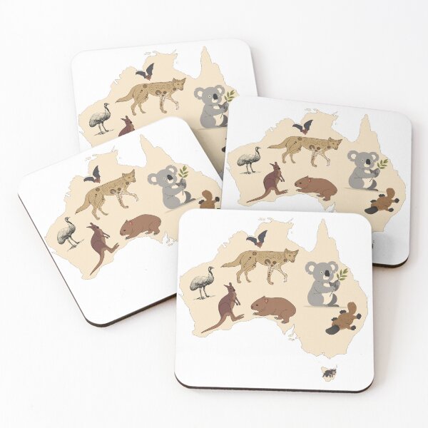 Item preview, Australian Animals Map Illustration – Native Wildlife Art, Australia Day designed and sold by Crafty Tiger Studio.