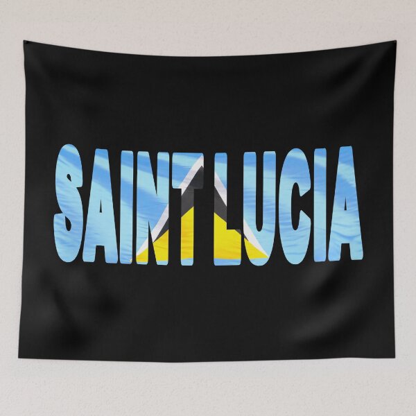 Item preview, SAINT LUCIA - Flag Flying in Wind cut to Letters Souvenir Sticker Shirt designed and sold by Adam Gormley.
