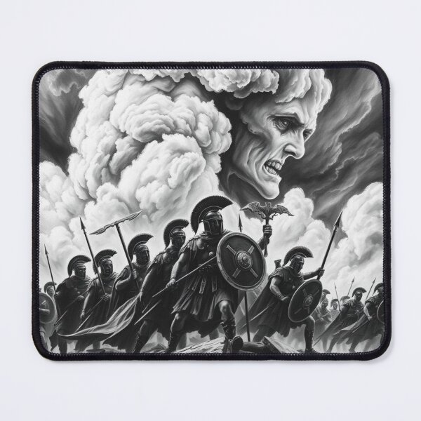 Item preview, Epic Spartan Warriors vs Wrathful God in Storm - Fantasy Art Print designed and sold by EllDAV777.