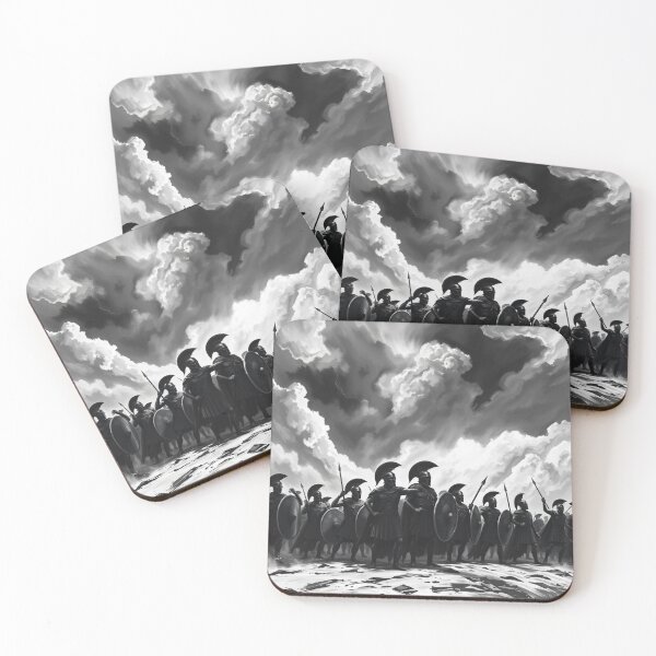 Item preview, Epic Spartan Warriors Phalanx Black and White Art - Ancient Greek Hoplites 300 Inspired designed and sold by EllDAV777.