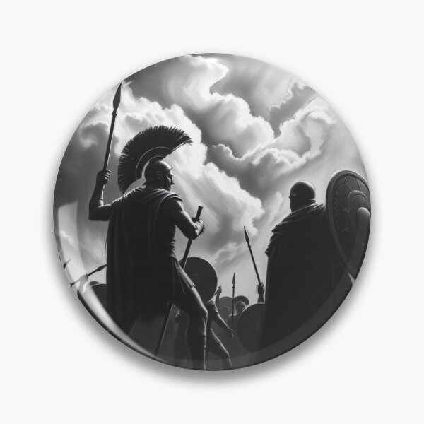 Item preview, Epic Spartan Warriors Silhouette - Dramatic Black and White Ancient Greek Battle Art designed and sold by EllDAV777.