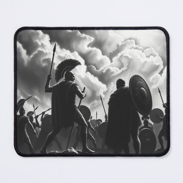 Item preview, Epic Spartan Warriors Silhouette - Dramatic Black and White Ancient Greek Battle Art designed and sold by EllDAV777.