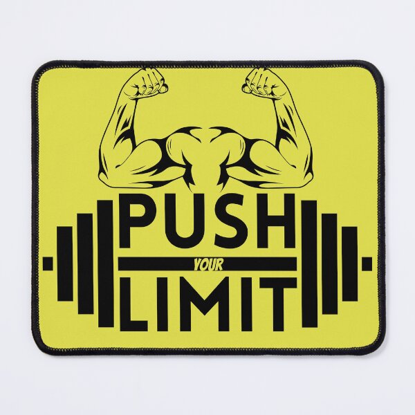 Item preview, Push Your Limit - Barbell and Flexed Bicep Gym Motivation designed and sold by Abaseen.