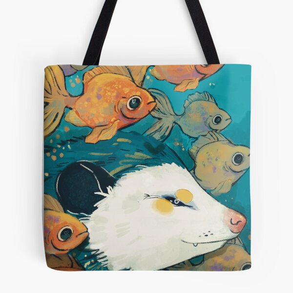 Item preview, Opossum with fish illustration  designed and sold by genleeartt.