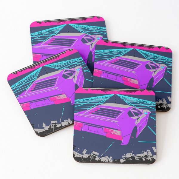 Item preview, Vibrant purple sports car speeding through neon-lit cyberpunk landscape designed and sold by DigitalGraphic1.