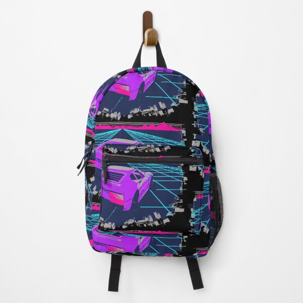 Item preview, Vibrant purple sports car speeding through neon-lit cyberpunk landscape designed and sold by DigitalGraphic1.