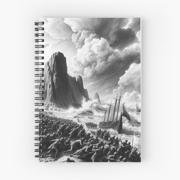 Item preview, Epic Viking Invasion Beach Battle Black and White Art designed and sold by EllDAV777.