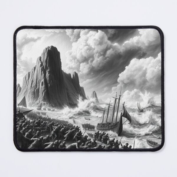 Item preview, Epic Viking Invasion Beach Battle Black and White Art designed and sold by EllDAV777.