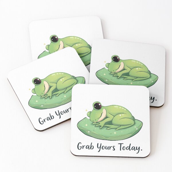 Item preview, Sleepy Frog on a Leaf – Cute Kawaii Frog Art designed and sold by Petonia.