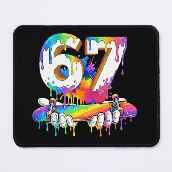 Item preview, Rainbow 67 Six Seven Skateboard Drip Art T-Shirt designed and sold by LashondaGreen89.
