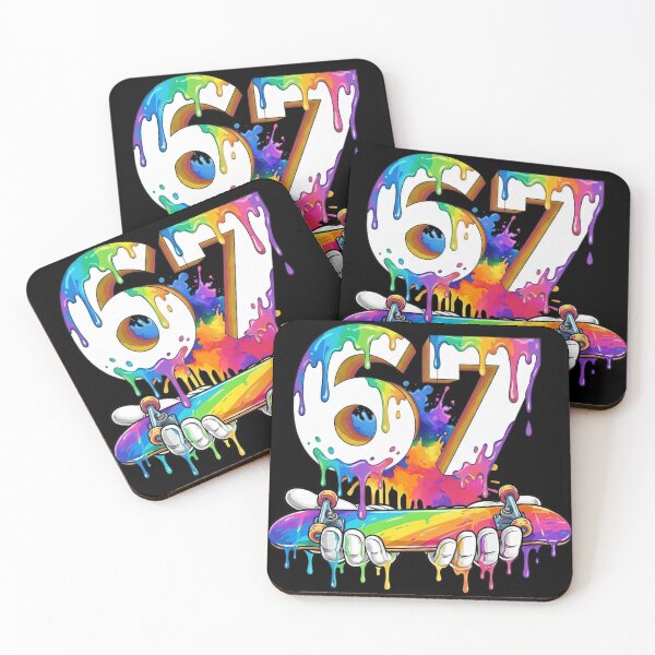 Item preview, Rainbow 67 Six Seven Skateboard Drip Art T-Shirt designed and sold by LashondaGreen89.