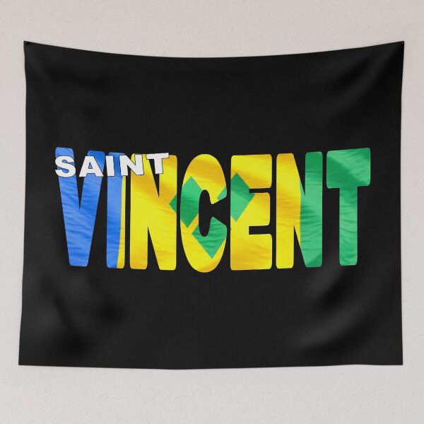 Item preview, SAINT VINCENT - Flag Flying in Wind cut to Letters Souvenir Sticker Shirt designed and sold by Adam Gormley.