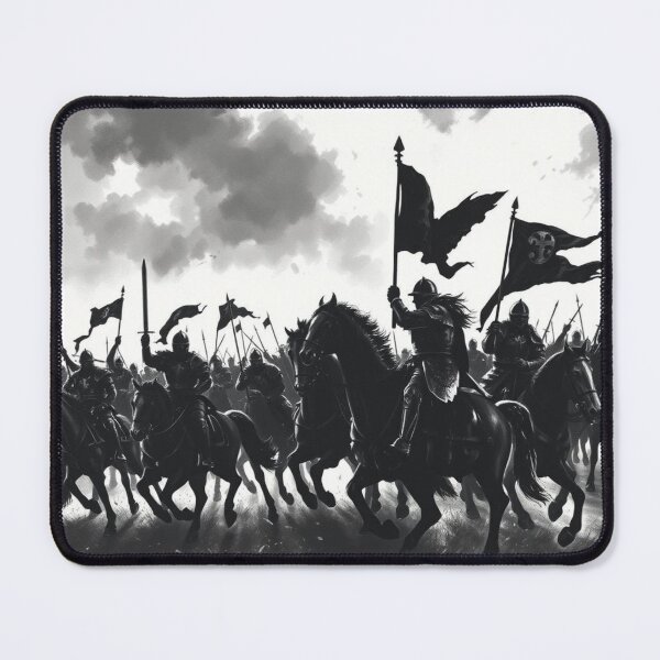 Item preview, Epic Medieval Knights Cavalry Charge Silhouette Black and White Art designed and sold by EllDAV777.
