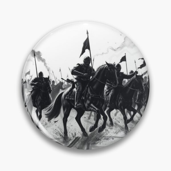 Item preview, Dark Fantasy Knight Cavalry Charge - Epic Black and White Medieval Warriors Art designed and sold by EllDAV777.